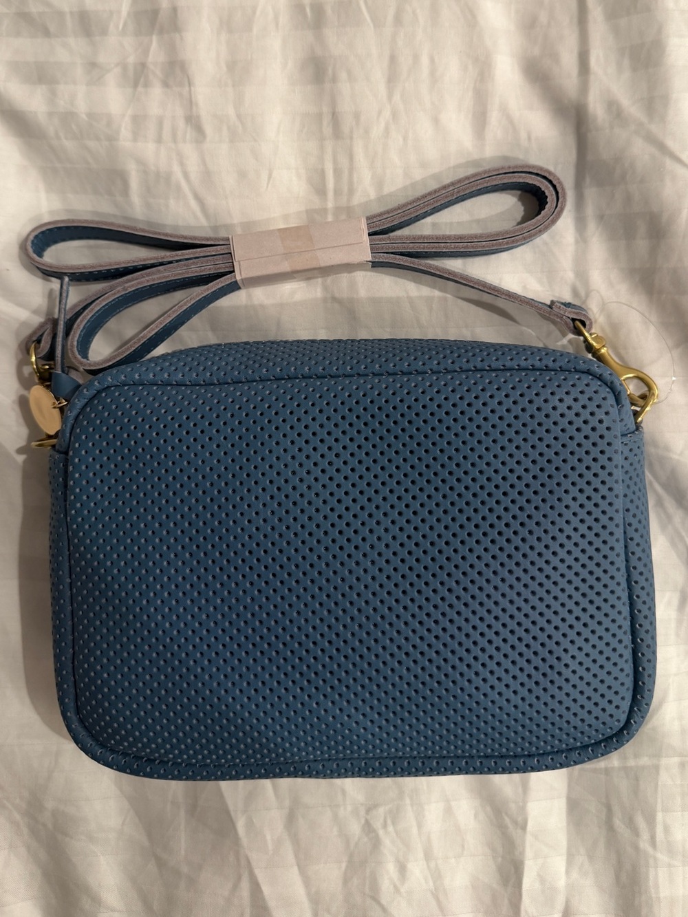 Clare V. Midi Sac Blue Perforated Crossbody Bag rare! NWT